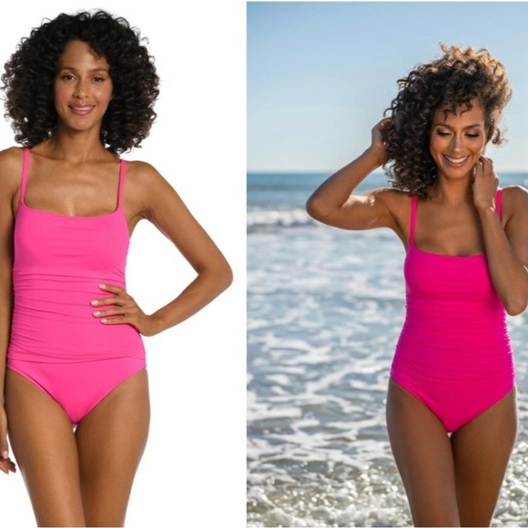 La Blanca Hot Pink Kids One Piece Swimsuit Size 10 - Picture 1 of 5